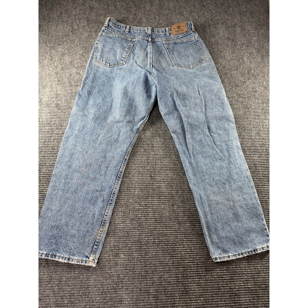 Wrangler Authentics Mens Jeans 35x29 Straight Leg Light Wash Denim Workwear - Picture 7 of 11